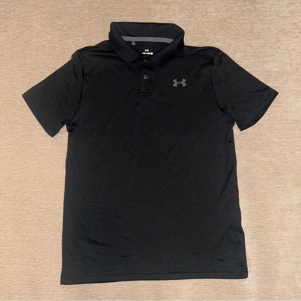 Kids Black Under Armour Polo Size Youth Medium